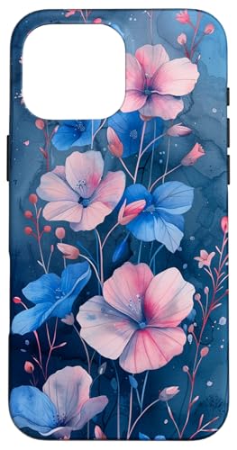 Botanisches Aquarell-Blumenmuster, rosa und blaues Blumendesign Hülle für iPhone 16 Pro Max Botanisches Aquarell-Blumenmuster, rosa und blaues Blumendesign Hülle für iPhone 16 Pro Max von Cute Flowers