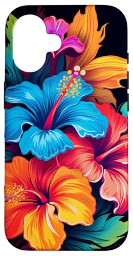 Bunte tropische Hibiskusblüte Hawaii Hülle für iPhone 16 Bunte tropische Hibiskusblüte Hawaii Hülle für iPhone 16 von Cute Flowers