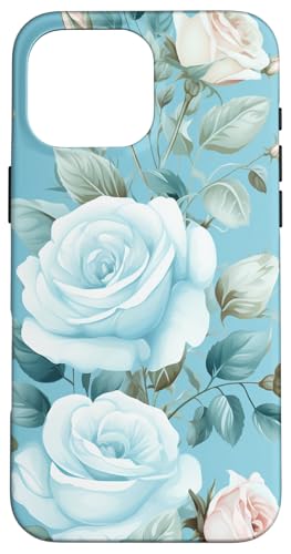 Floral Pastell Hellblau Muster Rose Blume Hülle für iPhone 16 Pro Max Floral Pastell Hellblau Muster Rose Blume Hülle für iPhone 16 Pro Max von Cute Flowers