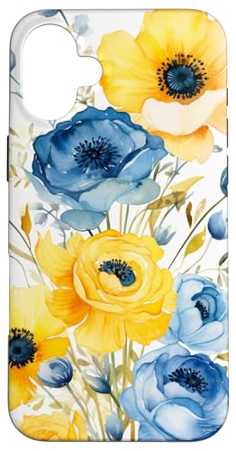 Gelb Blau Floral Aquarell Hülle für iPhone 16 Plus Gelb Blau Floral Aquarell Hülle für iPhone 16 Plus von Cute Flowers