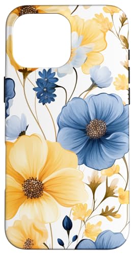 Gelb Blau Floral Aquarell Hülle für iPhone 16 Pro Max Gelb Blau Floral Aquarell Hülle für iPhone 16 Pro Max von Cute Flowers