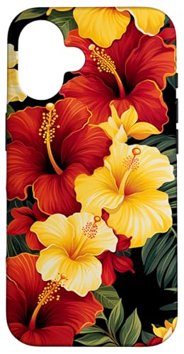 Hawaiianisches tropisches Design, Gelb-Rot, Hibiskus, Plumeria Hülle für iPhone 16 Hawaiianisches tropisches Design, Gelb-Rot, Hibiskus, Plumeria Hülle für iPhone 16 von Cute Flowers