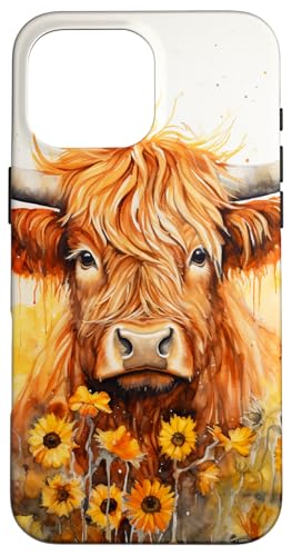 Highland Cow Animal Lover Aquarell Sonnenblume Hülle für iPhone 16 Pro Max Highland Cow Animal Lover Aquarell Sonnenblume Hülle für iPhone 16 Pro Max von Cute Flowers