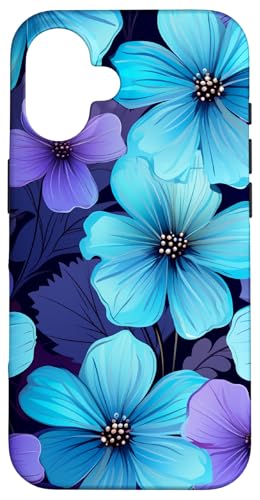 Lila Blumen Design Blaugrün Blau Floral Niedlich Garten Bunt Hülle für iPhone 16 von Cute Flowers