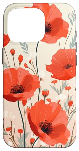 Minimale Mohnblume Boho Floral Niedlich Ästhetisch Hülle für iPhone 16 Pro von Cute Flowers