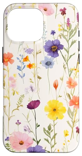 Niedliche gepresste Blume, buntes Wildblumen-Blumenmuster Hülle für iPhone 16 Pro Max Niedliche gepresste Blume, buntes Wildblumen-Blumenmuster Hülle für iPhone 16 Pro Max von Cute Flowers
