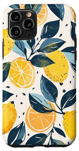 Hülle für iPhone 11 Pro Vintage Muster Kunst Zitrone Obst von Cute Fruit Vintage Pattern Art (Lemon)