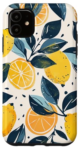 Hülle für iPhone 11 Vintage Muster Kunst Zitrone Obst von Cute Fruit Vintage Pattern Art (Lemon)