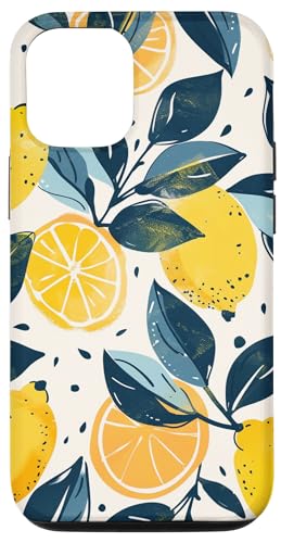 Hülle für iPhone 12/12 Pro Vintage Muster Kunst Zitrone Obst von Cute Fruit Vintage Pattern Art (Lemon)