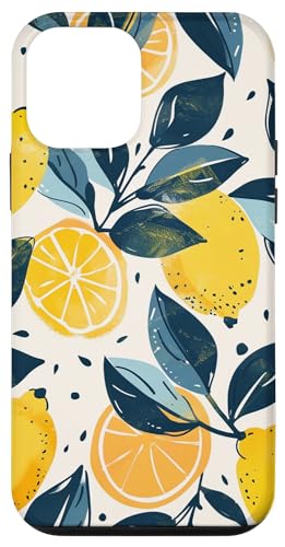 Hülle für iPhone 12 mini Vintage Muster Kunst Zitrone Obst von Cute Fruit Vintage Pattern Art (Lemon)