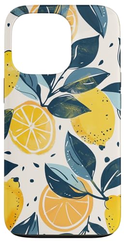 Hülle für iPhone 13 Pro Vintage Muster Kunst Zitrone Obst von Cute Fruit Vintage Pattern Art (Lemon)
