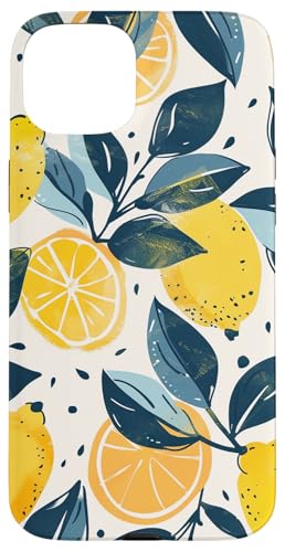 Hülle für iPhone 15 Plus Vintage Muster Kunst Zitrone Obst von Cute Fruit Vintage Pattern Art (Lemon)