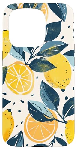 Hülle für iPhone 15 Pro Vintage Muster Kunst Zitrone Obst von Cute Fruit Vintage Pattern Art (Lemon)