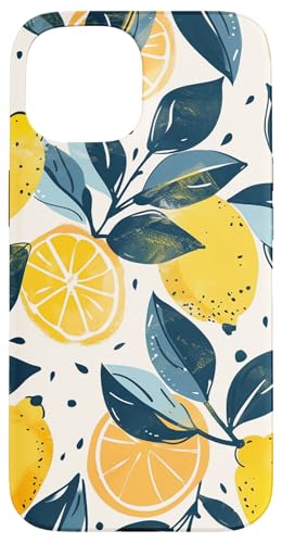 Hülle für iPhone 15 Vintage Muster Kunst Zitrone Obst von Cute Fruit Vintage Pattern Art (Lemon)