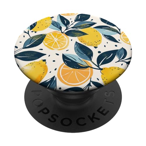 Vintage Muster Kunst Zitrone Obst PopSockets Klebender PopGrip von Cute Fruit Vintage Pattern Art (Lemon)