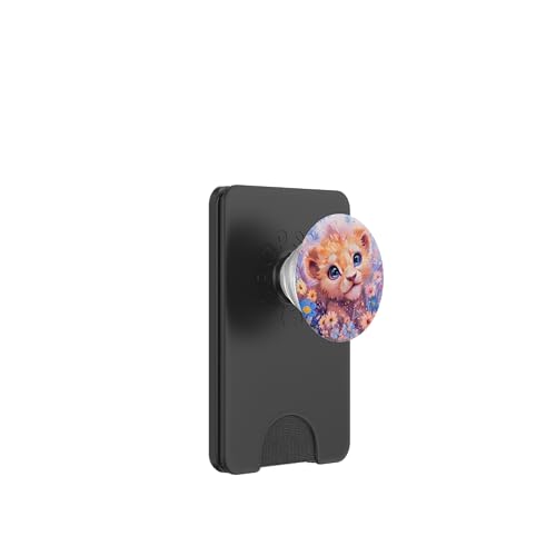 Baby Löwe versteckt sich in Wildblumen PopSockets PopWallet für MagSafe von Cute Funny Animals