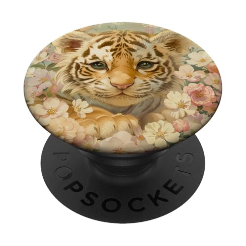 Baby Tiger Wildblumen PopSockets Klebender PopGrip von Cute Funny Animals