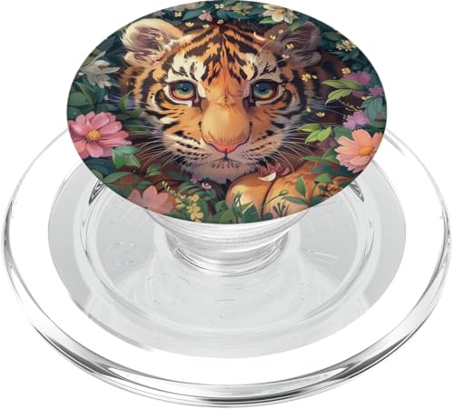 Baby Tiger versteckt sich in Wildblumen PopSockets PopGrip für MagSafe Baby Tiger versteckt sich in Wildblumen PopSockets PopGrip für MagSafe von Cute Funny Animals