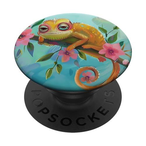 Chamäleon-Blau PopSockets Klebender PopGrip von Cute Funny Animals