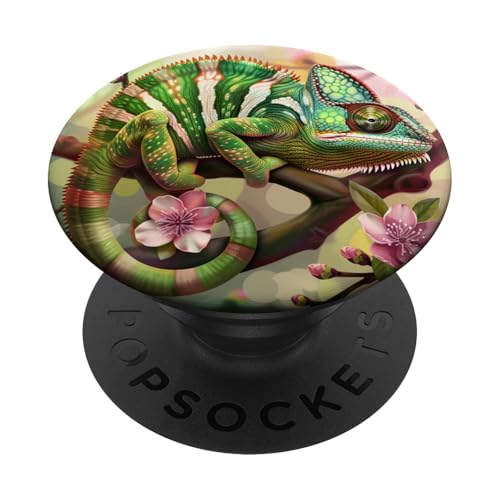 Grüner Chamaleon PopSockets Klebender PopGrip von Cute Funny Animals
