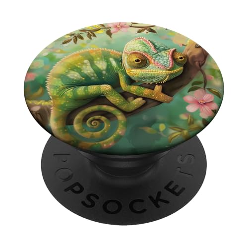 Grüner Chamaleon PopSockets Klebender PopGrip von Cute Funny Animals