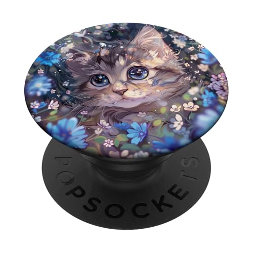 Katze Blau PopSockets Klebender PopGrip von Cute Funny Animals