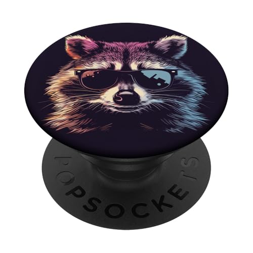 Lustige Raccoon Retro Sonnenbrille PopSockets Klebender PopGrip von Cute Funny Animals
