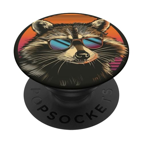 Lustige Raccoon Retro Sonnenbrille PopSockets Klebender PopGrip von Cute Funny Animals
