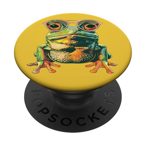 Lustige Retro Frosch Sonnenbrille PopSockets Klebender PopGrip von Cute Funny Animals