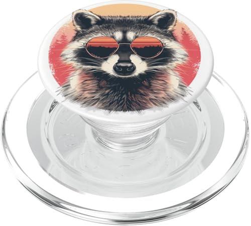 Lustiger Retro-Waschbär PopSockets PopGrip für MagSafe von Cute Funny Animals