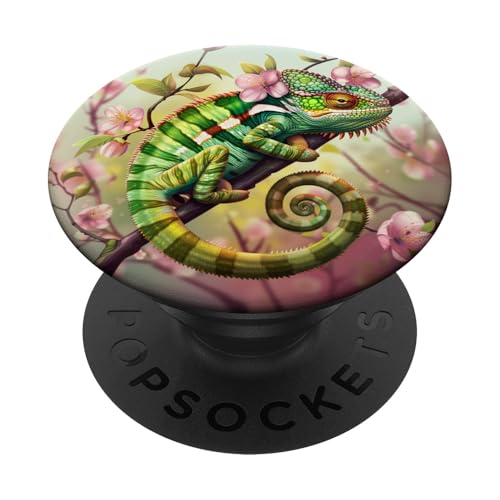 Lustiges Chamäleon in Wildblumen PopSockets Klebender PopGrip Lustiges Chamäleon in Wildblumen PopSockets Klebender PopGrip von Cute Funny Animals