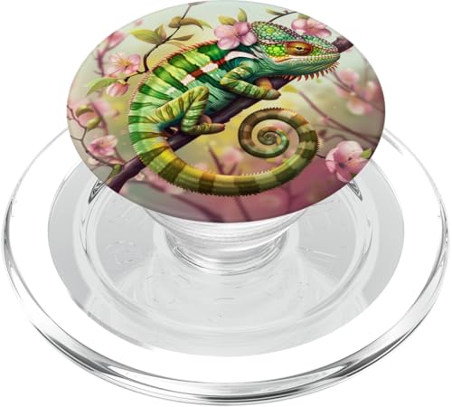 Lustiges Chamäleon in Wildblumen PopSockets PopGrip für MagSafe von Cute Funny Animals