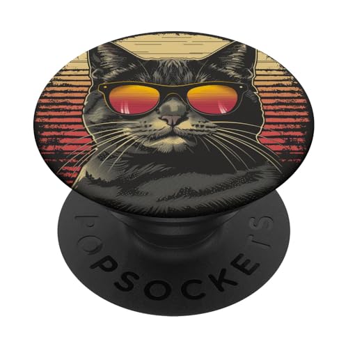 Lustiges Katzen-Retro PopSockets Klebender PopGrip von Cute Funny Animals
