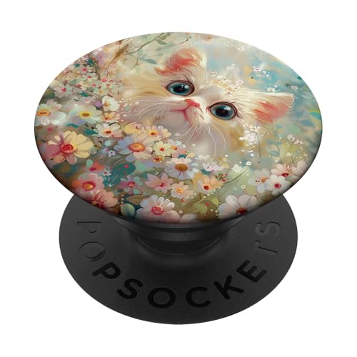 Niedliche, lustige weiße Katze PopSockets Klebender PopGrip von Cute Funny Animals