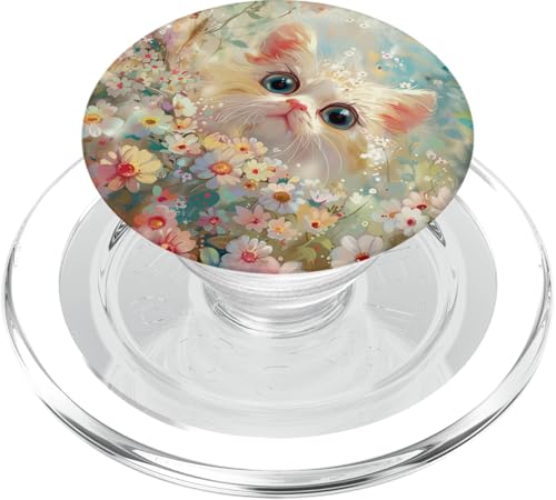Niedliche, lustige weiße Katze PopSockets PopGrip für MagSafe von Cute Funny Animals