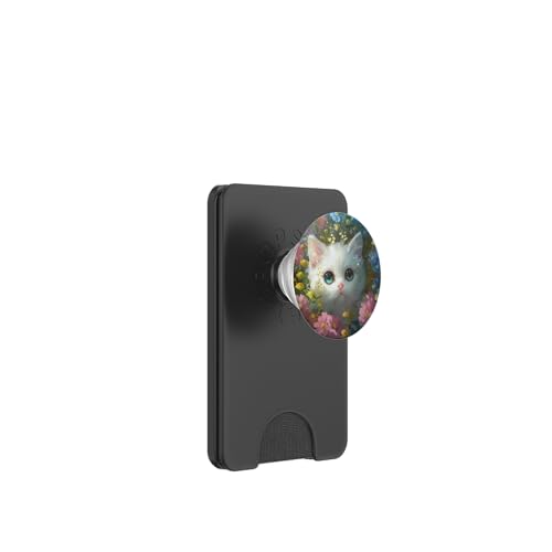 Niedliche, lustige weiße Katze PopSockets PopWallet für MagSafe von Cute Funny Animals