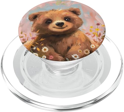 Niedliche Bären-Wildblumen PopSockets PopGrip für MagSafe von Cute Funny Animals