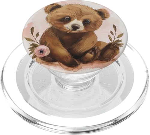 Niedliche Bären-Wildblumen PopSockets PopGrip für MagSafe von Cute Funny Animals