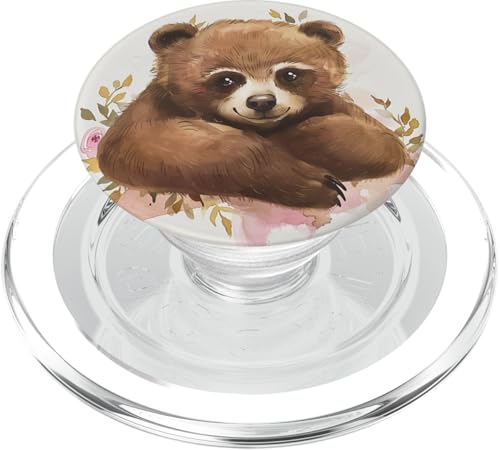 Niedliche Bären-Wildblumen PopSockets PopGrip für MagSafe von Cute Funny Animals