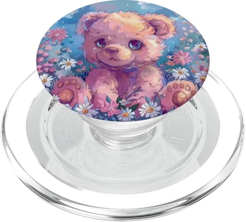 Niedliche Bären-Wildblumen PopSockets PopGrip für MagSafe von Cute Funny Animals