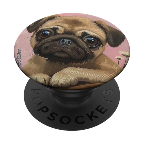 Niedliche Mops-Mom-Blumen PopSockets Klebender PopGrip Niedliche Mops-Mom-Blumen PopSockets Klebender PopGrip von Cute Funny Animals