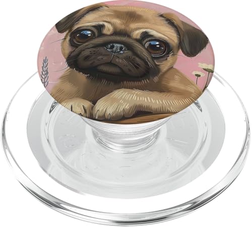 Niedliche Mops-Mom-Blumen PopSockets PopGrip für MagSafe von Cute Funny Animals