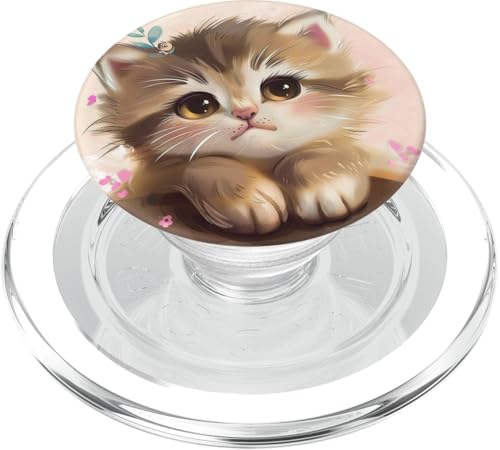 Niedliche orangefarbene Katze, Rosa PopSockets PopGrip für MagSafe von Cute Funny Animals