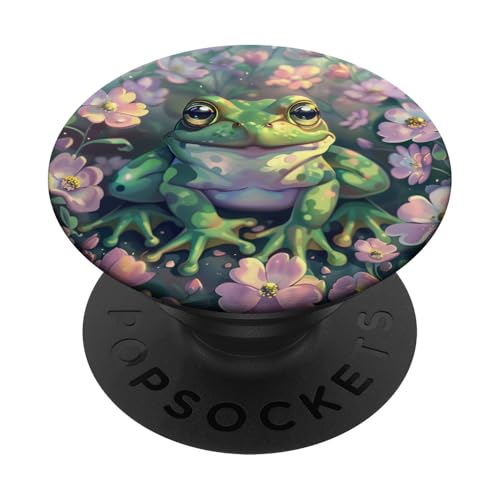 Niedlicher Blumenfrosch PopSockets Klebender PopGrip von Cute Funny Animals