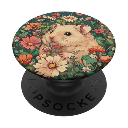 Niedlicher Hamster, der sich in Wildblumen versteckt PopSockets Klebender PopGrip von Cute Funny Animals