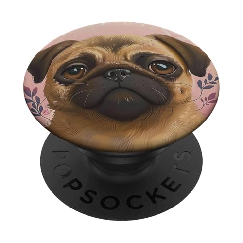 Niedlicher Mops, Rosa PopSockets Klebender PopGrip von Cute Funny Animals