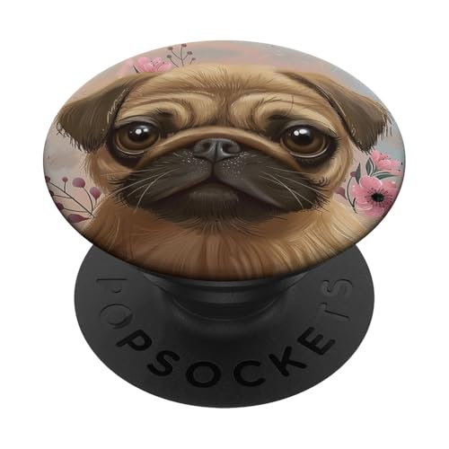 Niedlicher Mops, Rosa PopSockets Klebender PopGrip Niedlicher Mops, Rosa PopSockets Klebender PopGrip von Cute Funny Animals