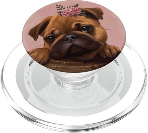 Niedlicher Mops mit Blumen PopSockets PopGrip für MagSafe von Cute Funny Animals