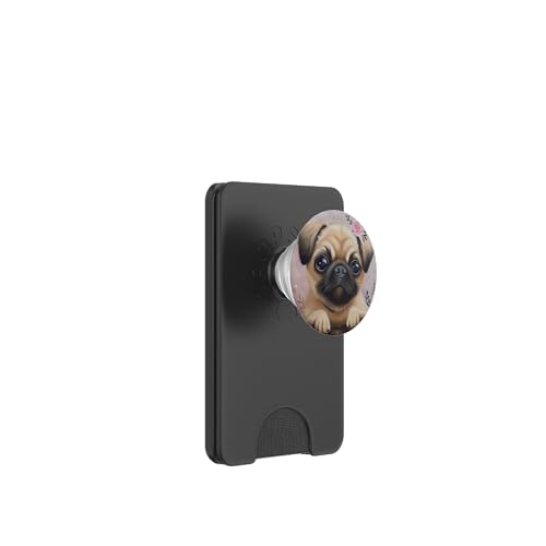 Niedlicher Mops mit Blumen PopSockets PopWallet für MagSafe von Cute Funny Animals