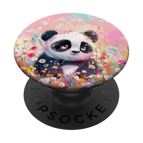 Niedlicher Pandabär, der sich in Wildblumen versteckt PopSockets Klebender PopGrip Niedlicher Pandabär, der sich in Wildblumen versteckt PopSockets Klebender PopGrip von Cute Funny Animals
